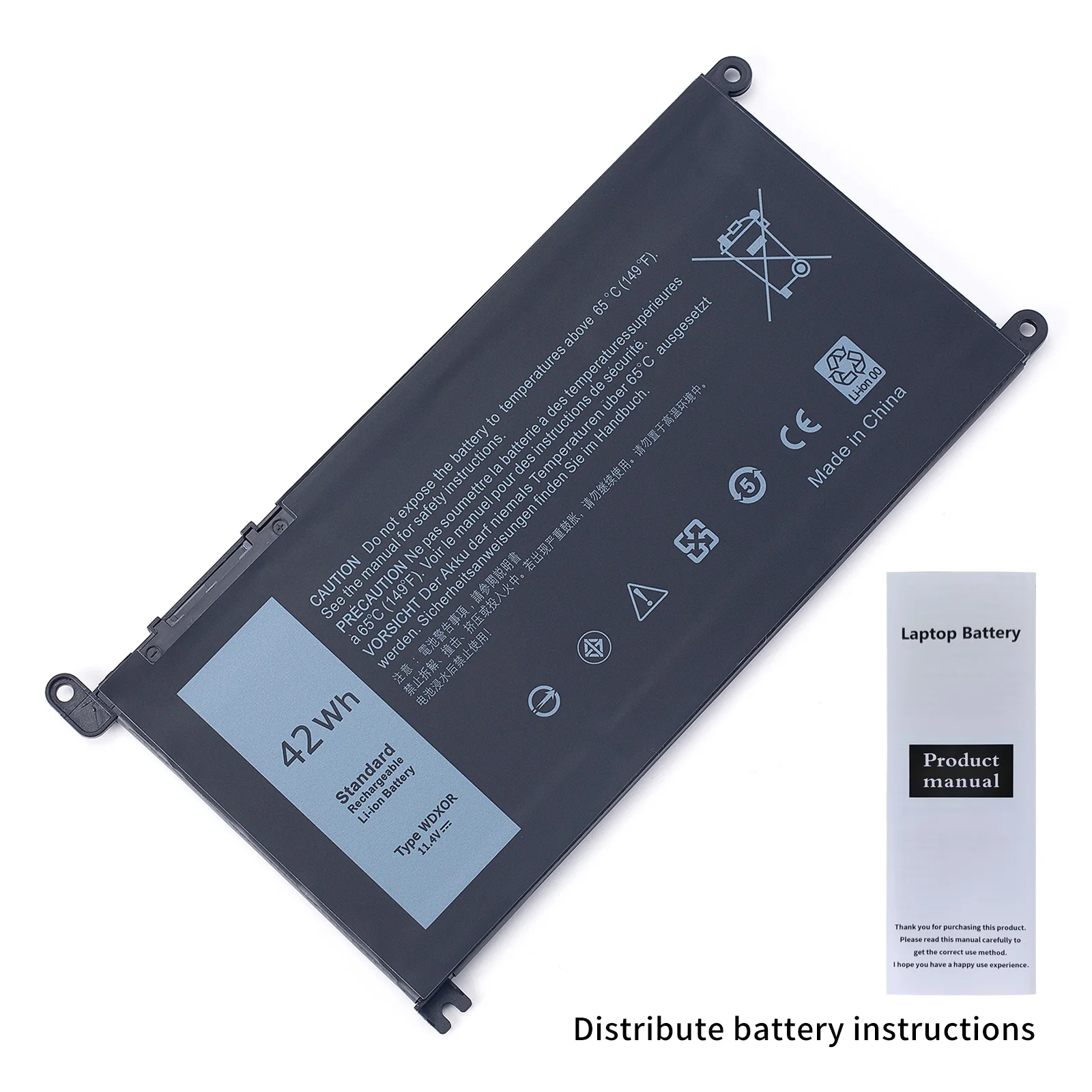 Nouvelle batterie originale 11.4V 42Wh WDXOR WDX0R pour Dell Inspiron 13 14 15 17 5000 7000 P69G001 5378 5379 5770 5570 P69G Vostro 5471