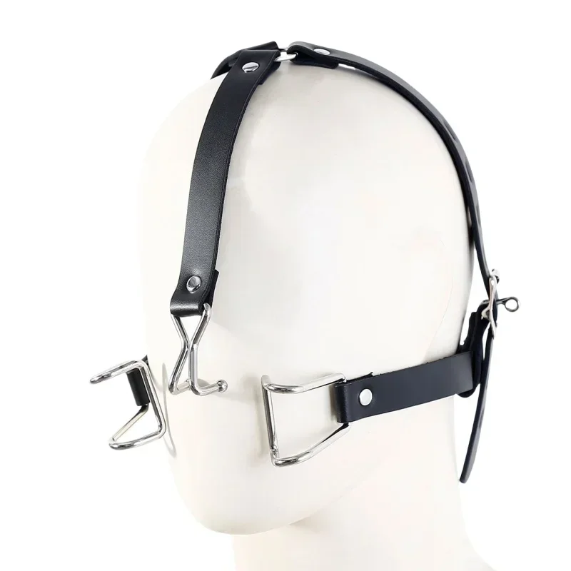 Mordaça de boca integrada de metal com plugue de expansão de gancho de nariz ajustável para jogos SM de casal brinquedos adultos