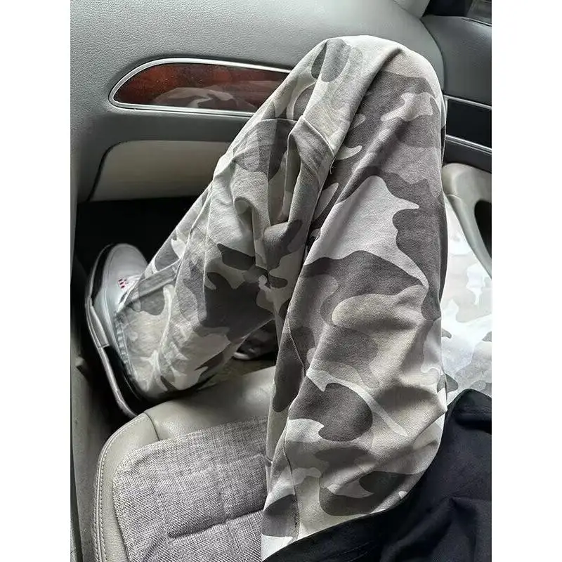 

American Retro Camouflage Pants Men's Loose Versatile Cleanfit Casual Wide Leg Slimming Floor-Length Boys' Cotton Polyester B...