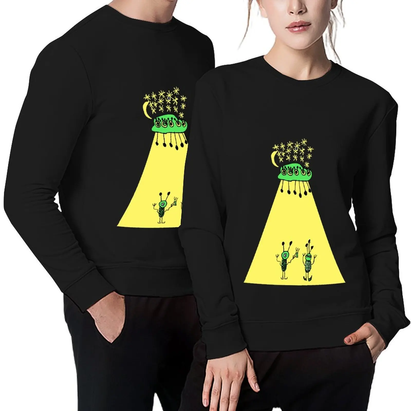 

Aliens with tea Pullover mens clothing blouse korean clothes men's clothes sweatshirt for men