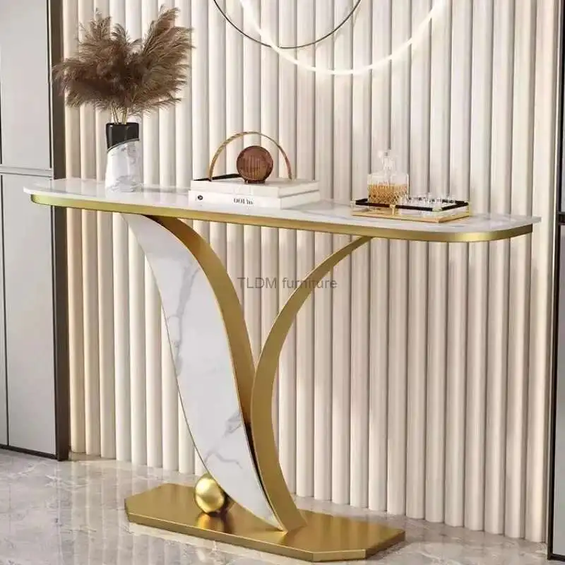 

Italian Minimalist Slate Console Table Entrance Living Room Furniture Modern Design Hotel Luxury Hallway Narrow Side Table E