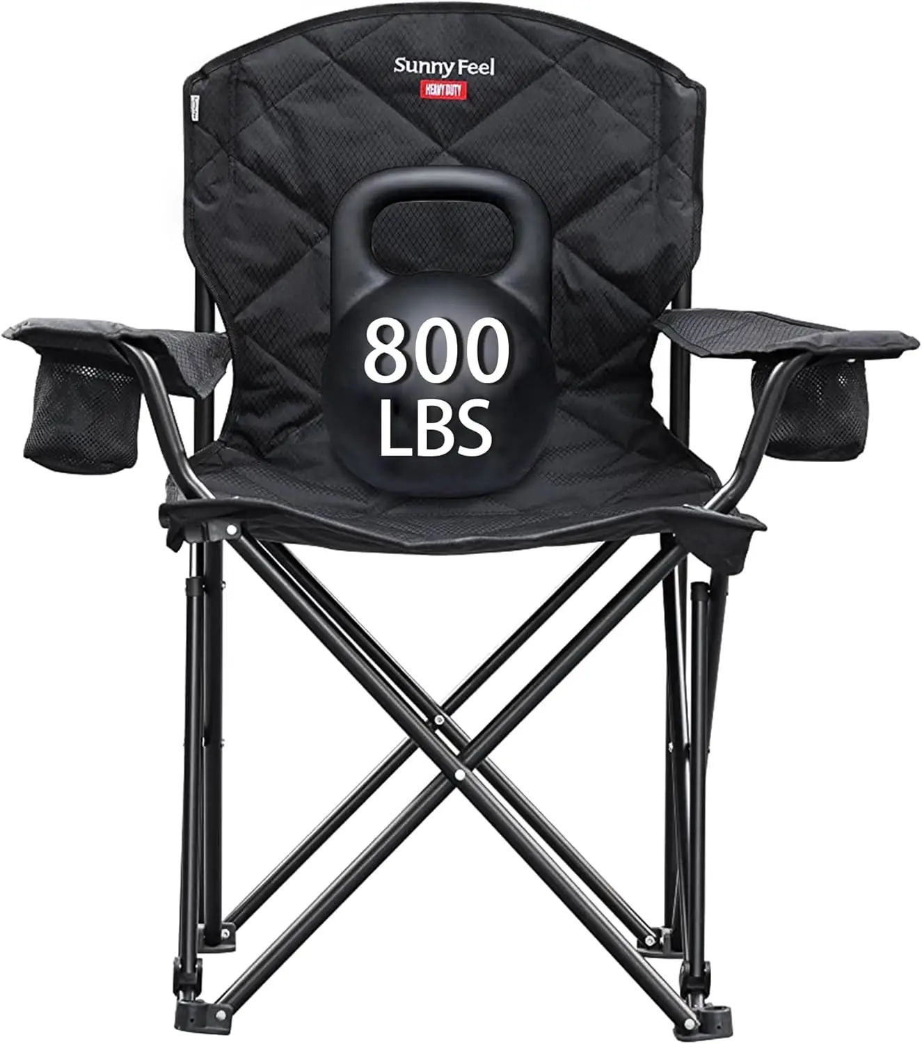 

XXL Oversized Camping Chair Heavy Duty 800 LBS for Big Tall People Padded Portable Folding Quad Lawn Chairs with Armrest