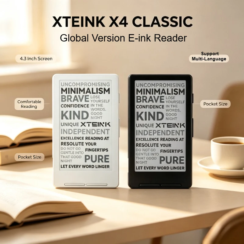 XTEINK X4 Classic E-ink Reader Global Version Multi-language 220ppi 16G 4.3 Inch Ultra-Thin Magnetic Portable E-book Reader Gift