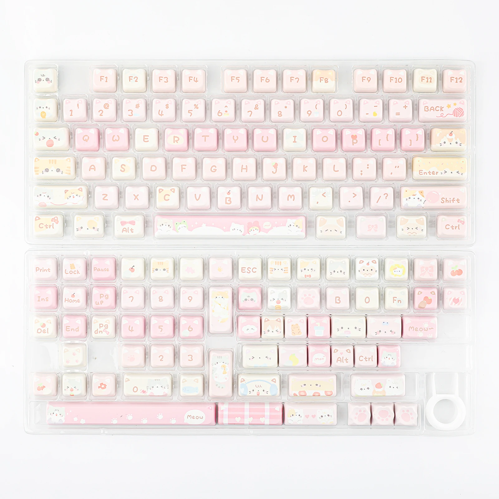 KiiBOOM x Maorbeng Meow Meow Squad Keycaps 141 Keys PBT MAO Profile Keycaps Set for Mechanical Gaming Keyboard