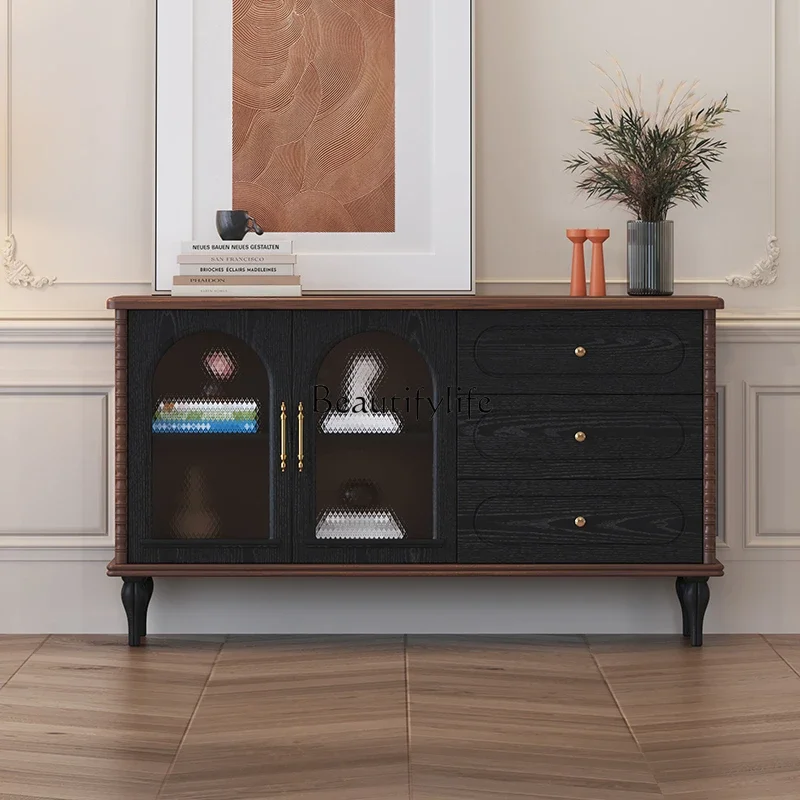 

X4 French retro solid wood wall integrated locker kitchen cabinet multi-function advanced