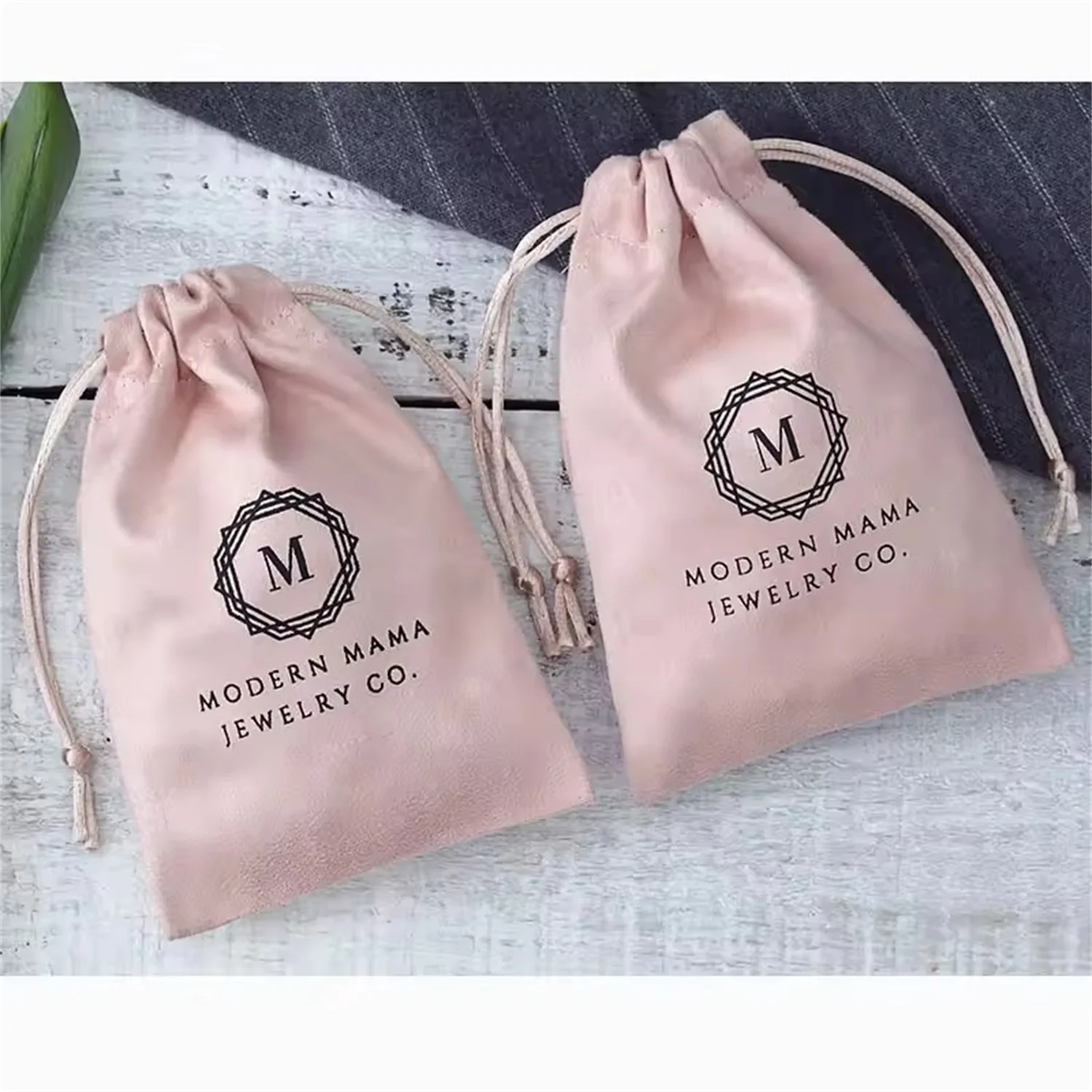 Jewelry Packaging Bags Wedding Gift Candy Bag Bracelet Velvet Pouches Custom Logo 100Pcs/lot Drawstring Flannel Small Rings Sack