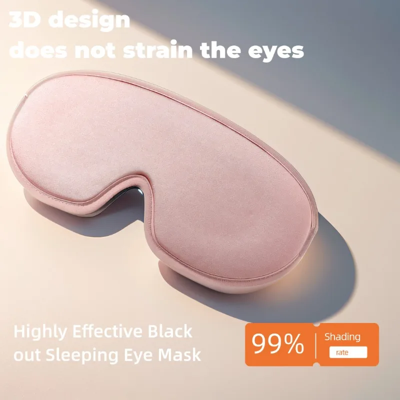 قناع النوم الوردي ثلاثي الأبعاد - غطاء عين قابل للتعديل يحجب الضوء، تصميم مسامي وصديق للسفر وراحة خالية من الضغط #3