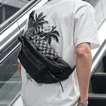 Bolso de pecho con diseño de malla para hombre, bolsa de cintura para Ipad de 9,7 pulgadas, impermeable, transpirable, multicapa, Oxford, deportes, ciclismo, viaje corto