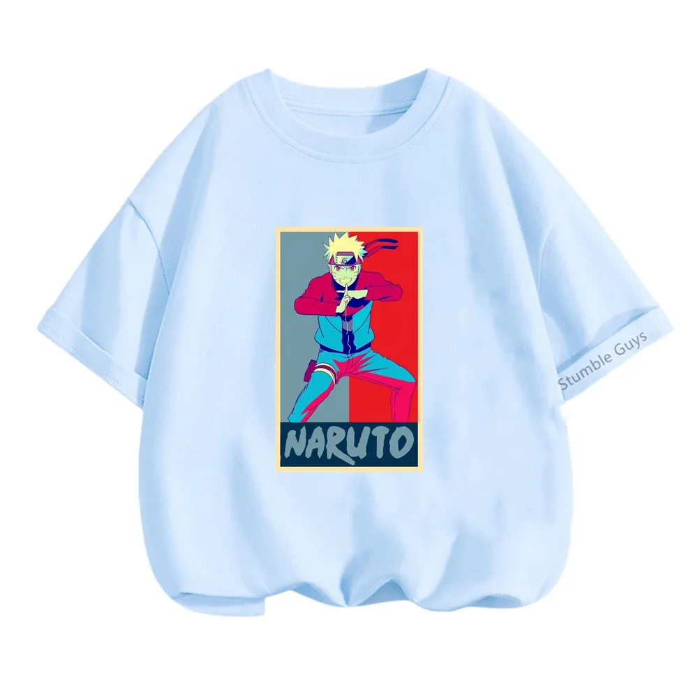 Narutoes Tshirt Kids Cartoon Casual Summer Sonic Goku Short-sleeved 3-14 Years Boys Kakashi T-shirt Teen Clothes Girls Clothes