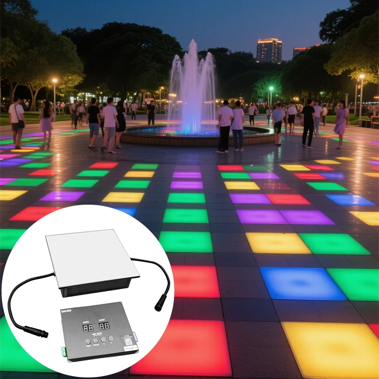 

Waterproof Colorful Led Floor Tile Light square Interactive Sensor Foot Music Jumping Game Floor Tile Light