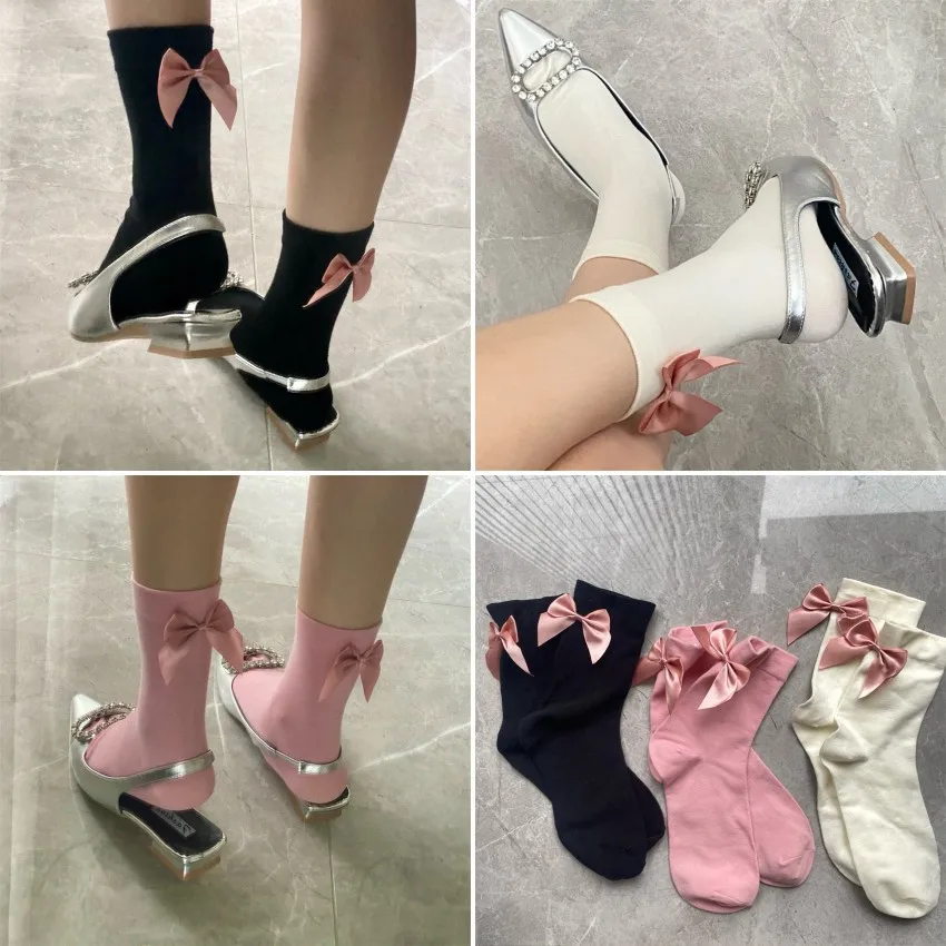 

Женские летние весенние хлопковые короткие носки в Корейском стиле с розовым бантом милые черные чулки в стиле "Лолита" Аксессуары для девушек Подарок