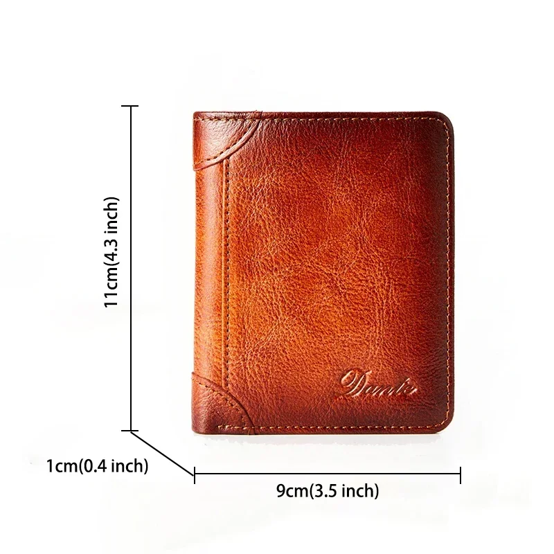Genuine Leather Wallet	for Men Two Folding Purses RFID Men\'s Card Holders Gentleman Wallets High Quality Luxury Designer Square