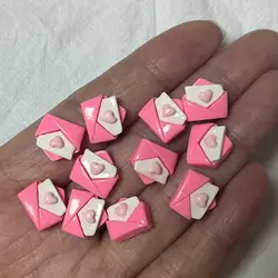 20Pcs Mini Heart Envelope Cake Lollipop Bow Kawaii Cartoon Nail Art Charms Flatback Resin Junk Phone Case Decoration Charm