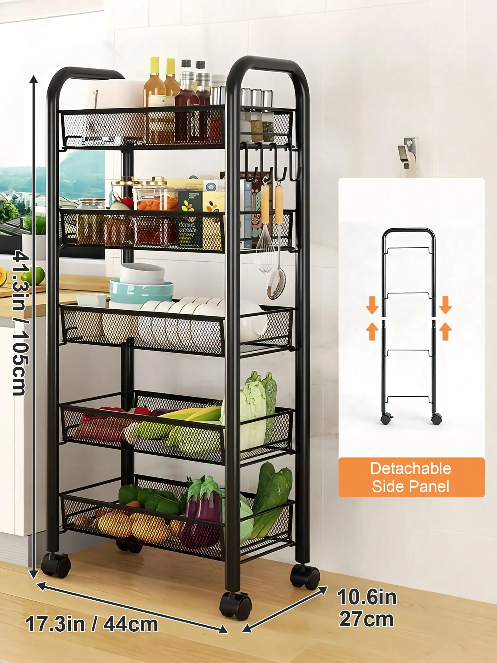 Five-Tier Rolling Storage Cart — product detail 13