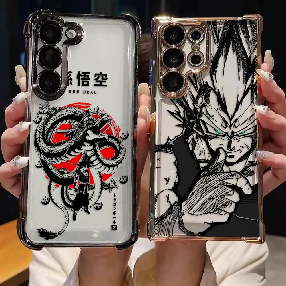 Transparent Plating Phone Case For Samsung S26 S25 S24 S23 S22 S21 S20 FE NOTE 20 PLUS ULTRA Cover Comics D-Dragon Ball Goku