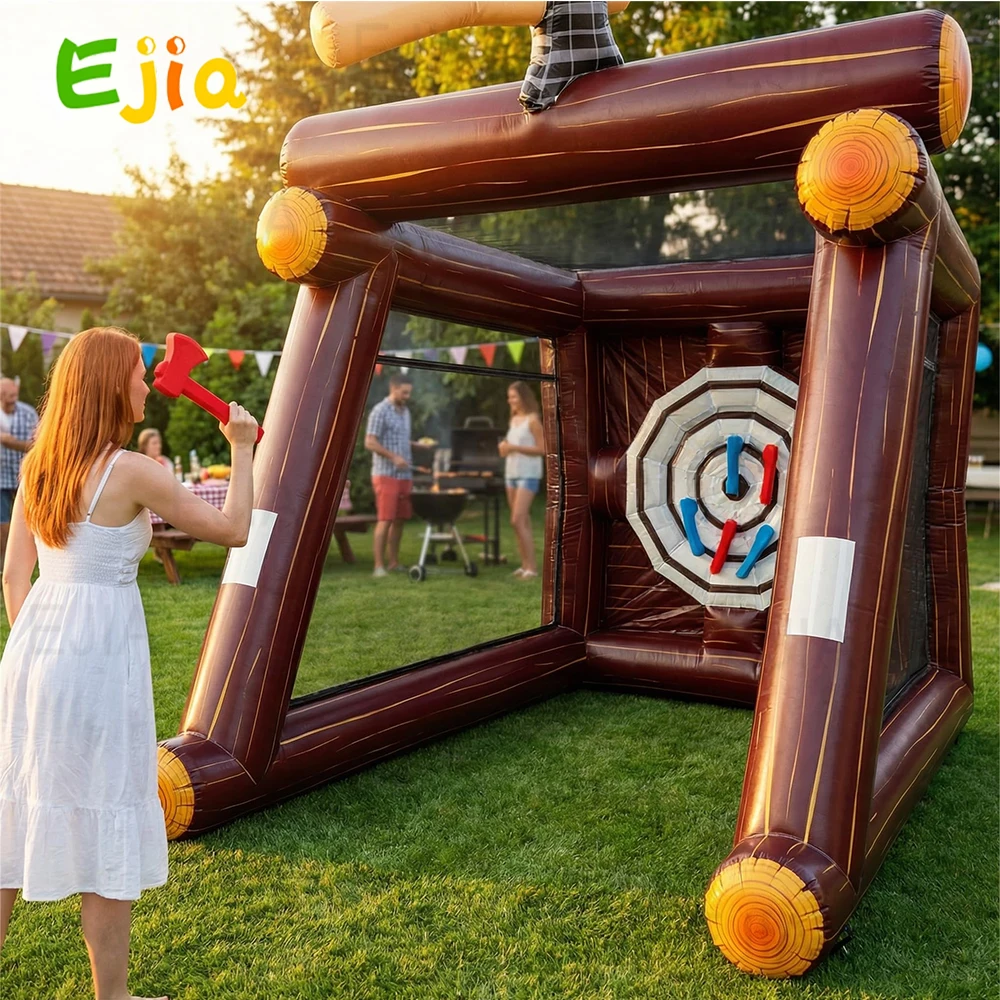 Machado inflável leve de 13 pés, jogo de carnaval com ventilador e machado comercial, jogos de lançamento de furos de alvo