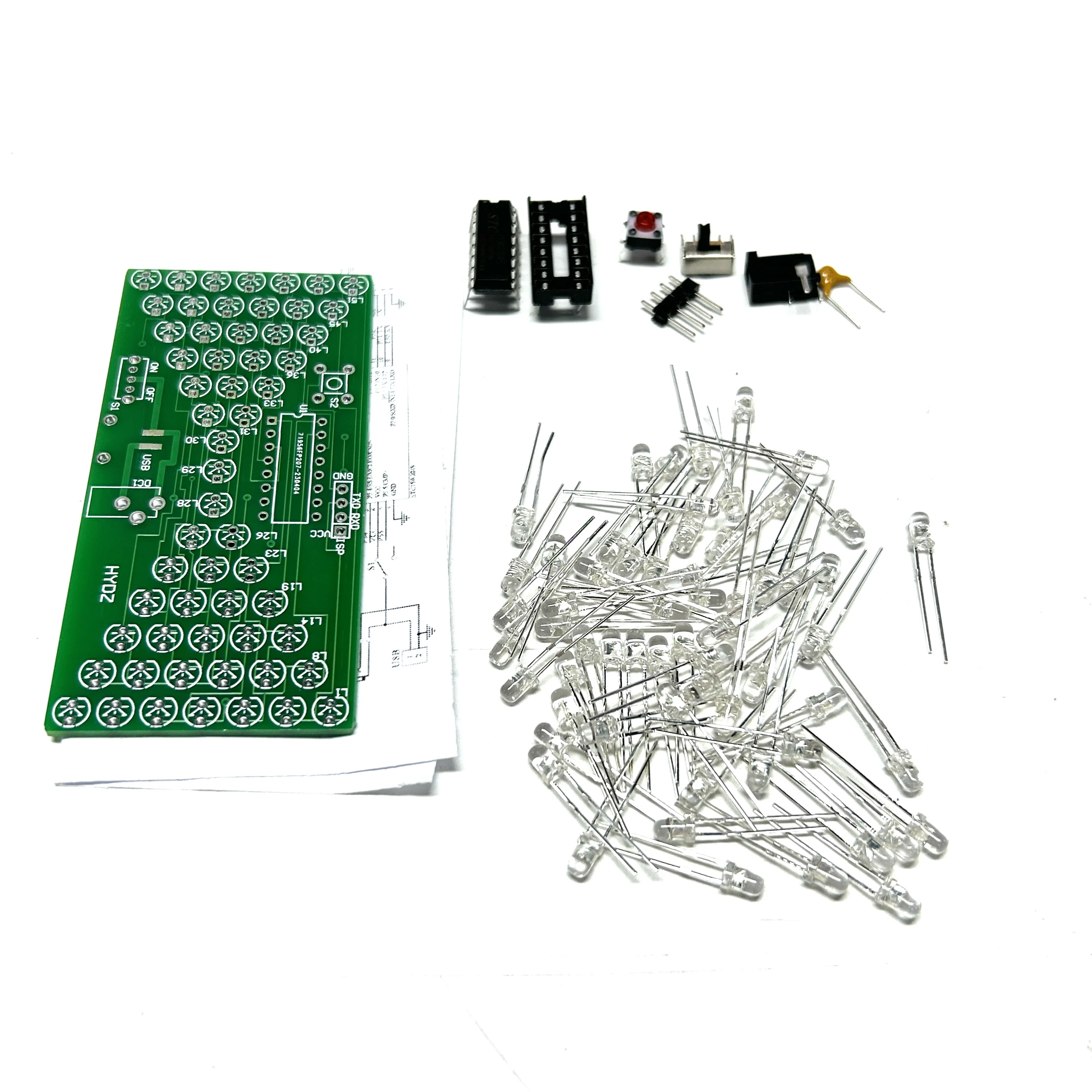 DIY Analogue Electronic Hourglass Kit STC Microcontroller Skills Training Loose Parts Microcontroller LED Light DIY Loose Parts