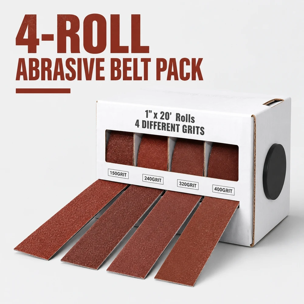 Boxed Assortment Pull Tape Sandpaper Roll Set 4 Rolls 25mm x 6m Abrasive Belts Grits 150 240 320 400