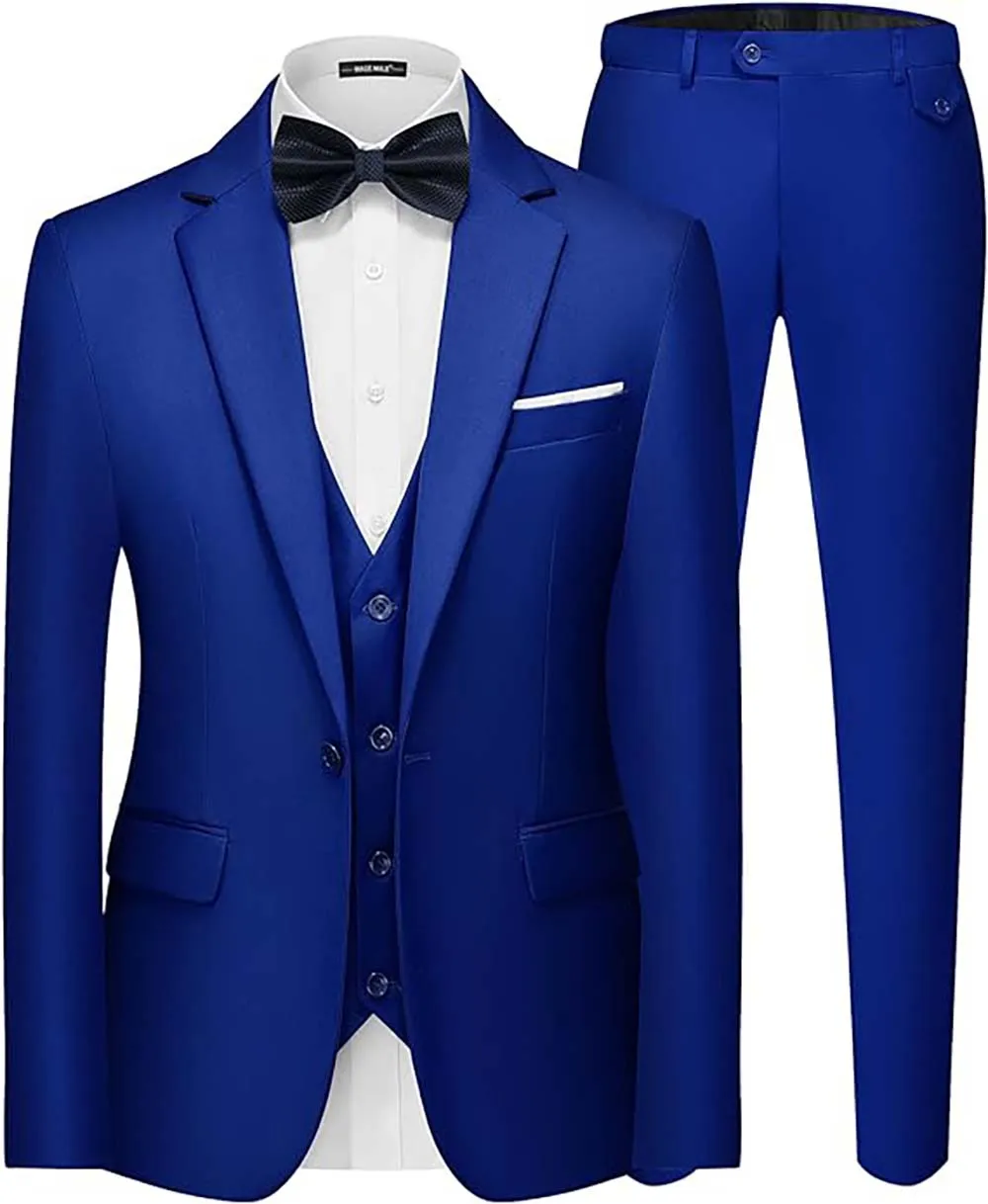 Ensemble blazer et pantalon à simple boutonnage pour hommes, veste à un bouton, coupe couvertes, monochromatique, trempé, élégant, fête, 3 pièces