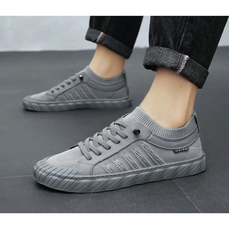 Men\'s Shoes 2024 Summer New Fashionable Mesh Breathable Vulcanized Men\'s Shoes Outdoor Walking Flat Shoes Casual Canvas Shoes