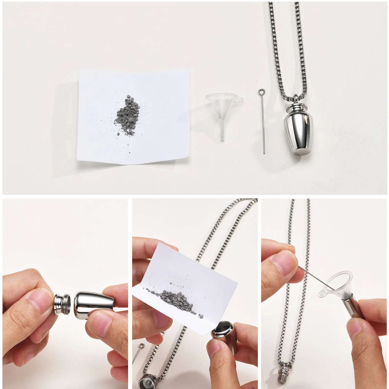 Vnox Herren Edelstahl Urnen-Halskette, Öffnbares Fläschchen für Asche, Gedenk-Anhänger, Erinnerungsschmuck, Geschenk für einen geliebten Menschen, Kastenkette – Detail 5