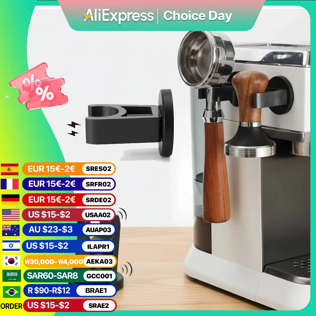 Coffee Portafilter Wall Rack Magnetic Espresso Coffee Filter Holder 51MM/53MM/58MM Tamper Wall Mounted Rack Coffee Tools