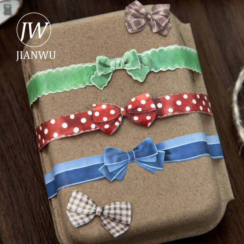 JIANWU Gift Notes Series Vintage Bow Tie Landscape Material Collage Scrapbooking Tape Creative DIY Journal Stationery