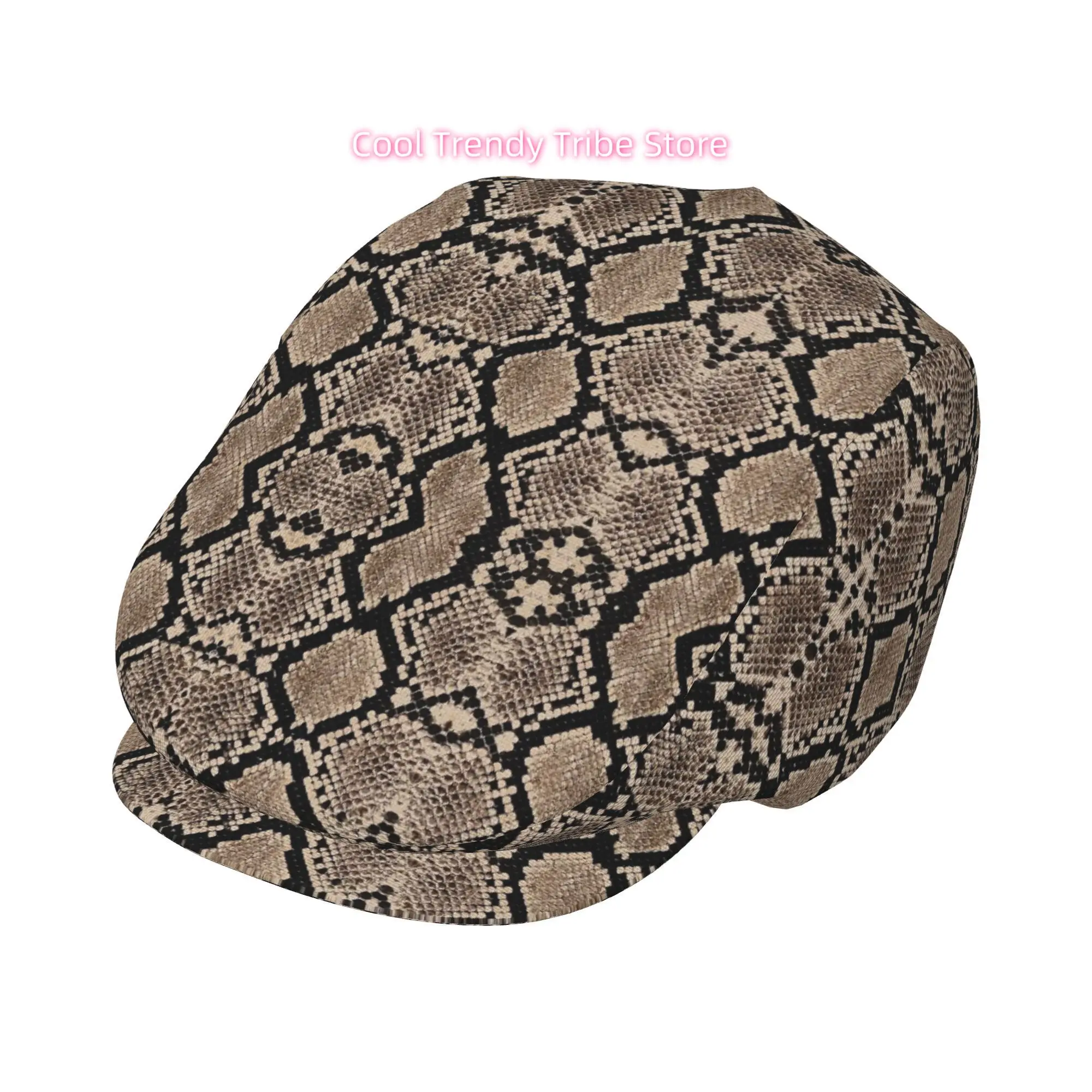 1pc of a Beret Featuring a Detailed Close-Up of Snake Scales, This Retro Newsboy Cap Is Unisex And an Essential Fashion Item for