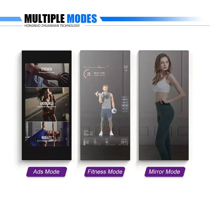 Miroir de Fitness Interactif Personnalisé avec Écran Tactile LCD pour Maison Intelligente, Montage Numérique sur Pied