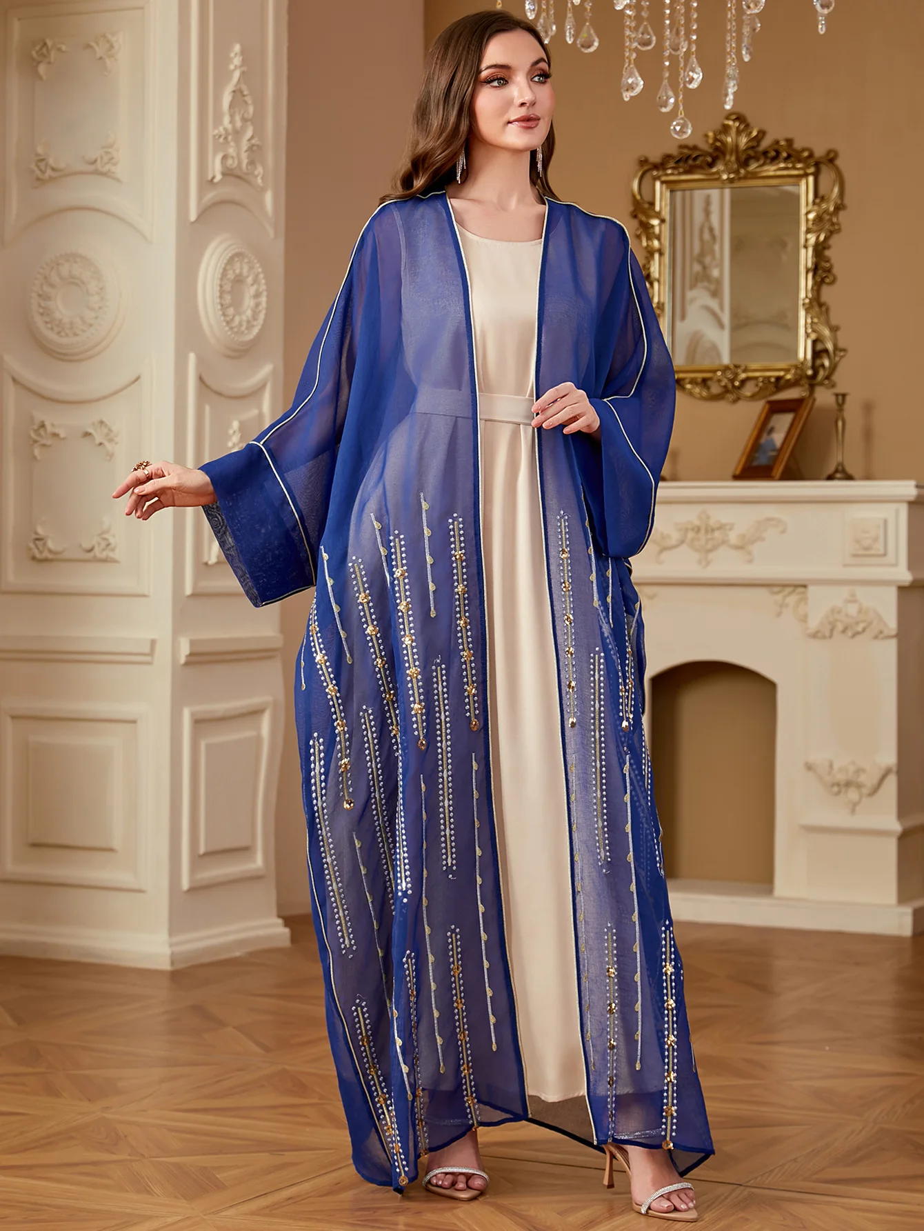 Eid femmes Robe musulmane Cardigan 2 pièces ensemble Abaya dubaï robes Largos robes caftan Robe arabe fête Caftan Jalabiya Ramadan