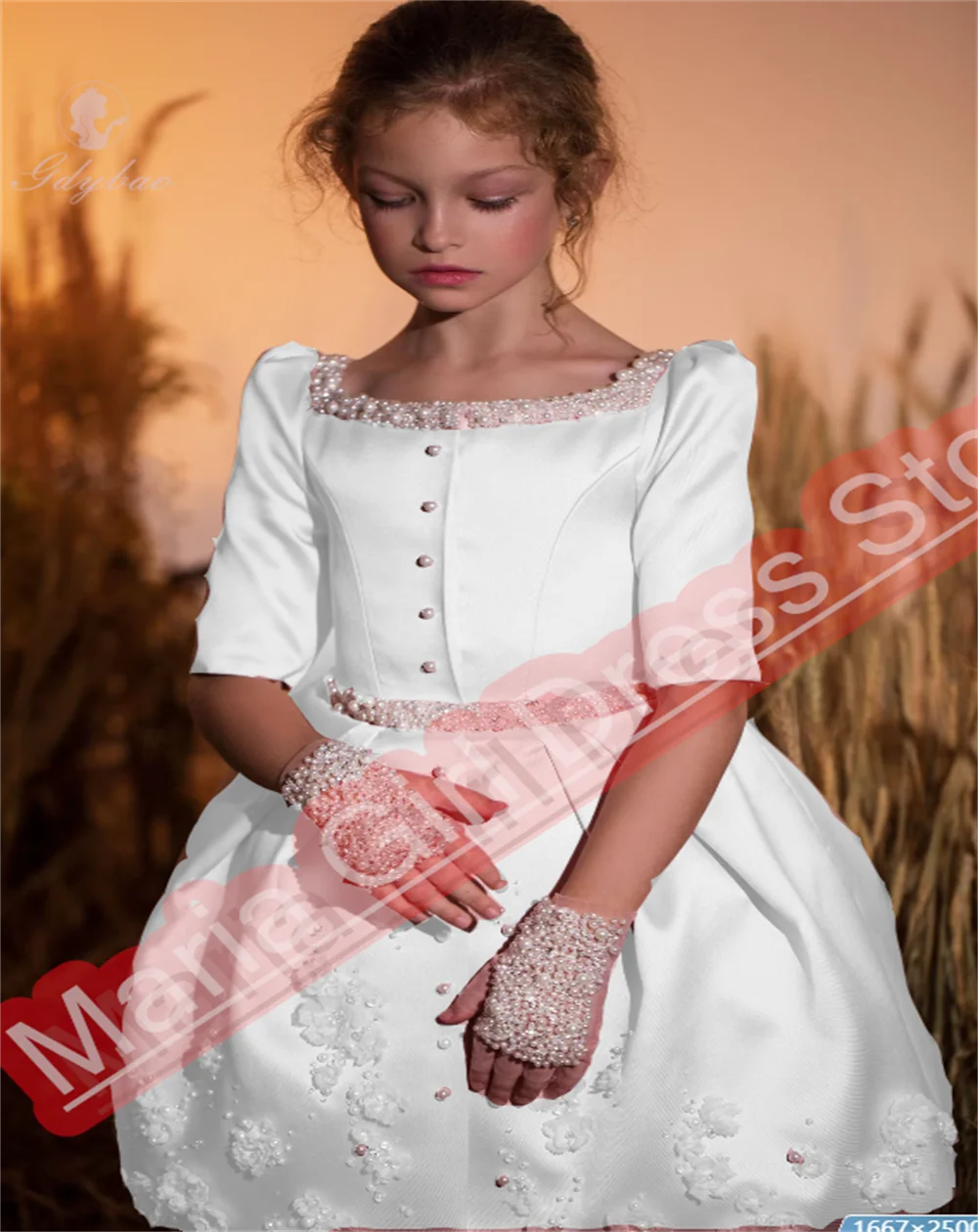 Robes de demoiselle d'honneur blanches élégantes, pour mariage, avec des Appliques courtes, princesse, concours de beauté, robes de bal d'anniversaire