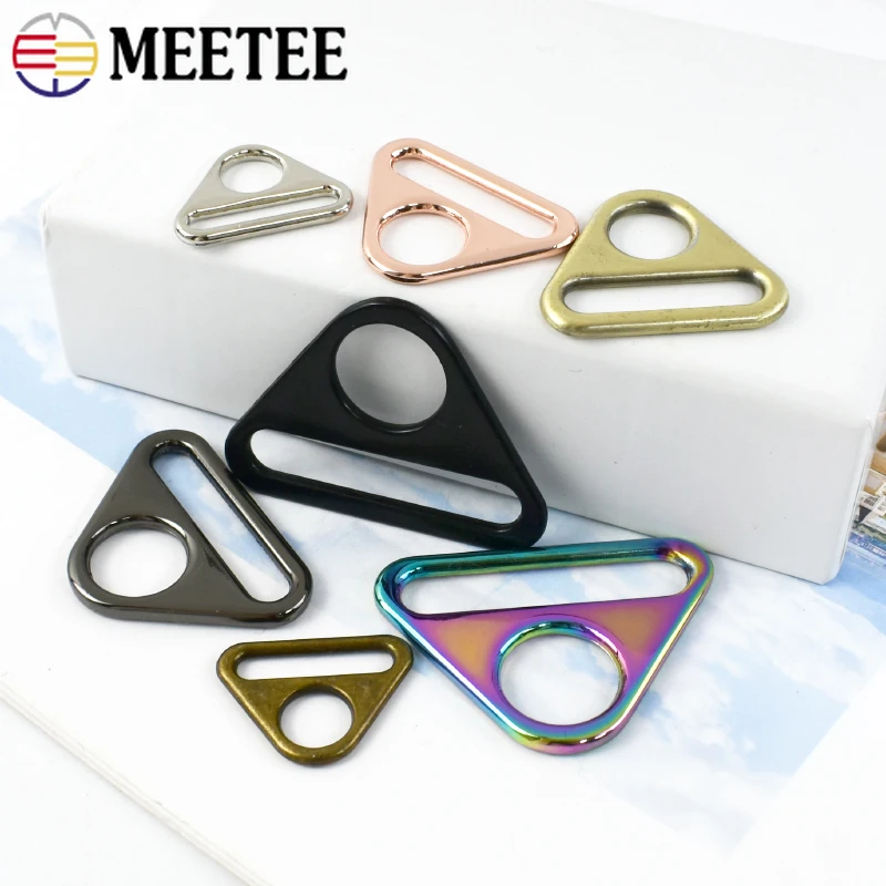 5/10Pcs Meetee 20-50mm Metal Triangle Ring Buckle Bag Strap Anti-slip Adjust Slider Clasp Bikini Connect Hook Sewing Accessories