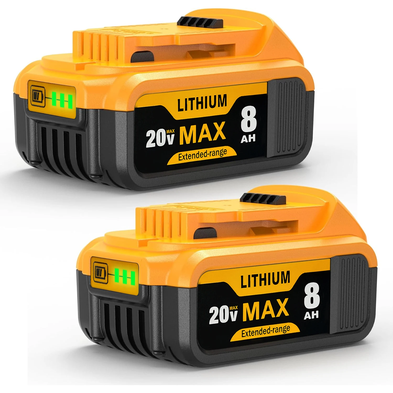 8Ah Replacement Compatible for Dewalt 20V Max Battery with High Capacity Batteries Cordless Power Tools 20 Volt Baterías DCB201 DCB203 DCB204 DCB205 DCB205c DCB205-2 DCB206 2 Pack Batteries Pilas