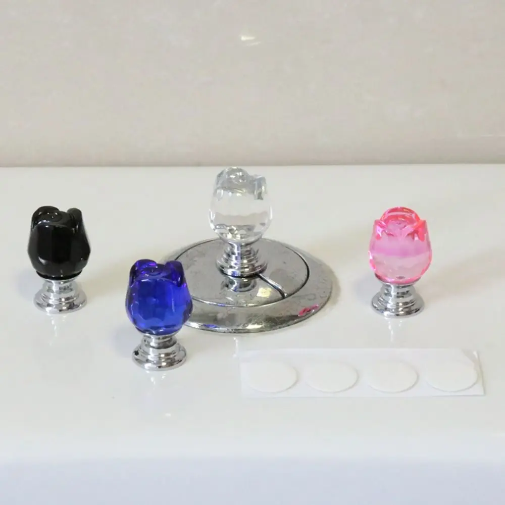 Creative Toilet Tank Aid Button Colorful Rose Flower Shaped Labor-saving Toilet Flush Button Furniture Drawer Knob Handle