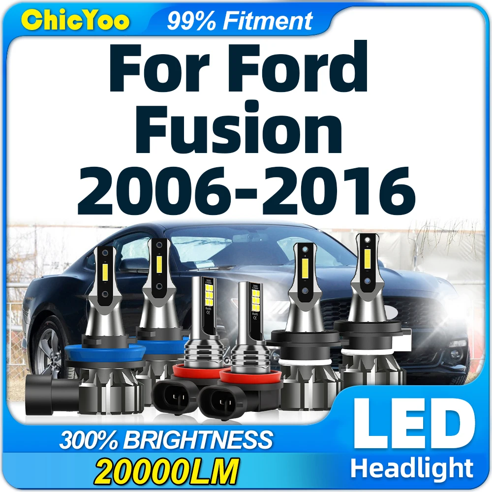 フォードフュージョン用LEDカーヘッドライト電球,白色フォグランプ,6000k,360w,12v,60000lm,2006-2010, 2011, 2012, 2013, 2014, 2015, 2016