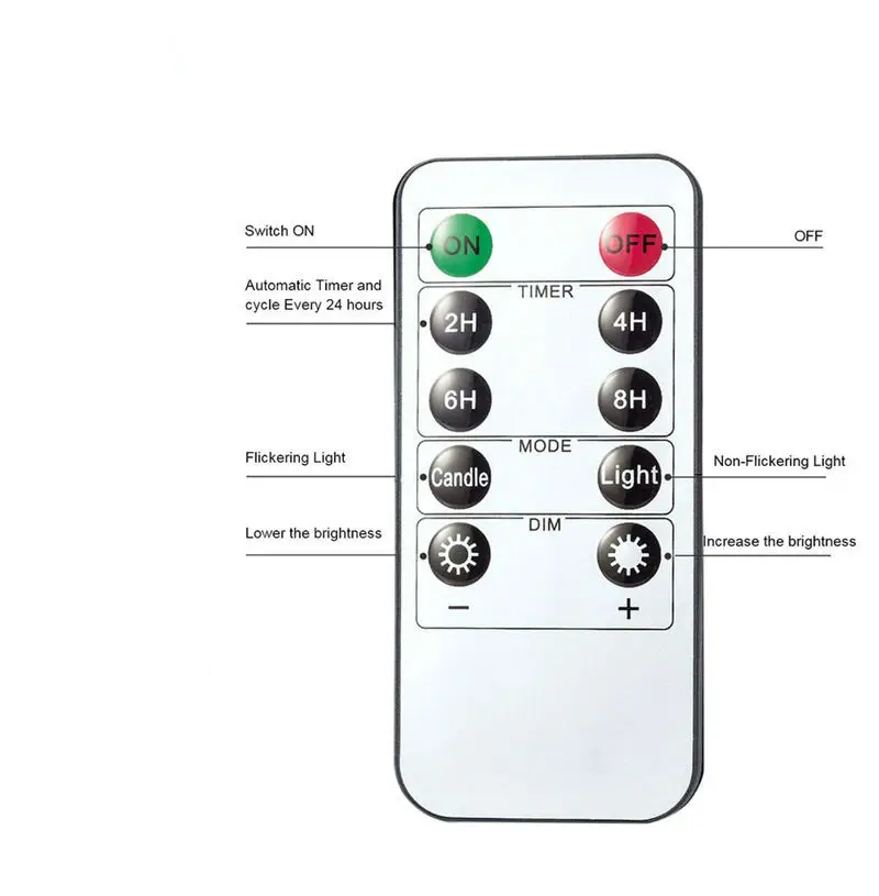 50pcs Remote controlled w/timer 8" LED Taper Candle light Battery Operate 3D wick candlestick Wedding Party Xmas table Decoratio