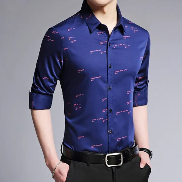 Men\'s Casual and Fashionable Long Sleeved Printed Shirt, Non Ironing and Wrinkle Resistant Business Top