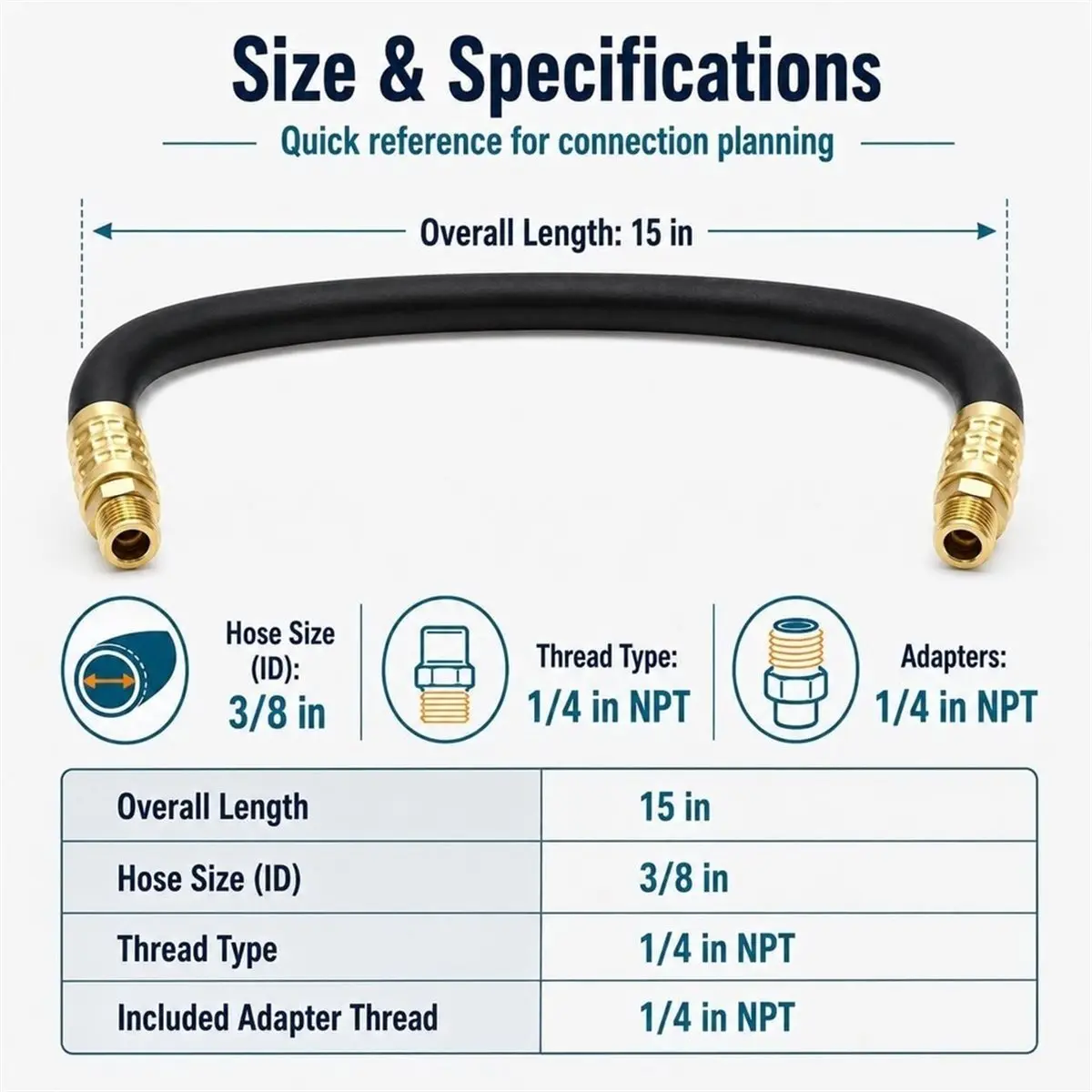 Short Air Compressor Hose 1/4