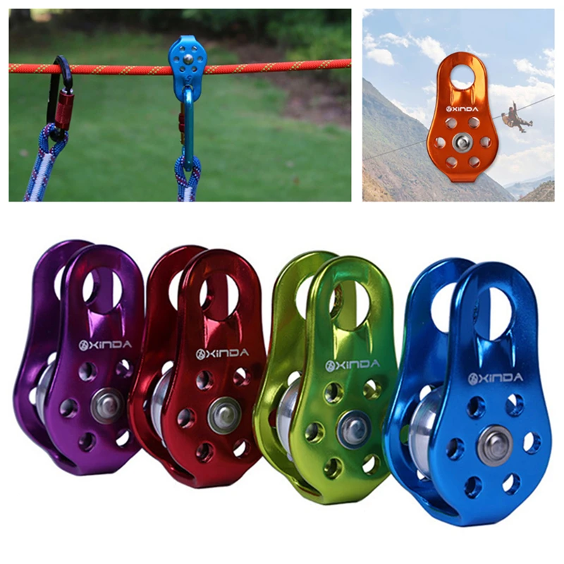 Free shipping Fixed Mountaineering Single Pulley Transportation Lifting Pulley Outdoor Crossing Pulley Aluminum Alloy Air bounce