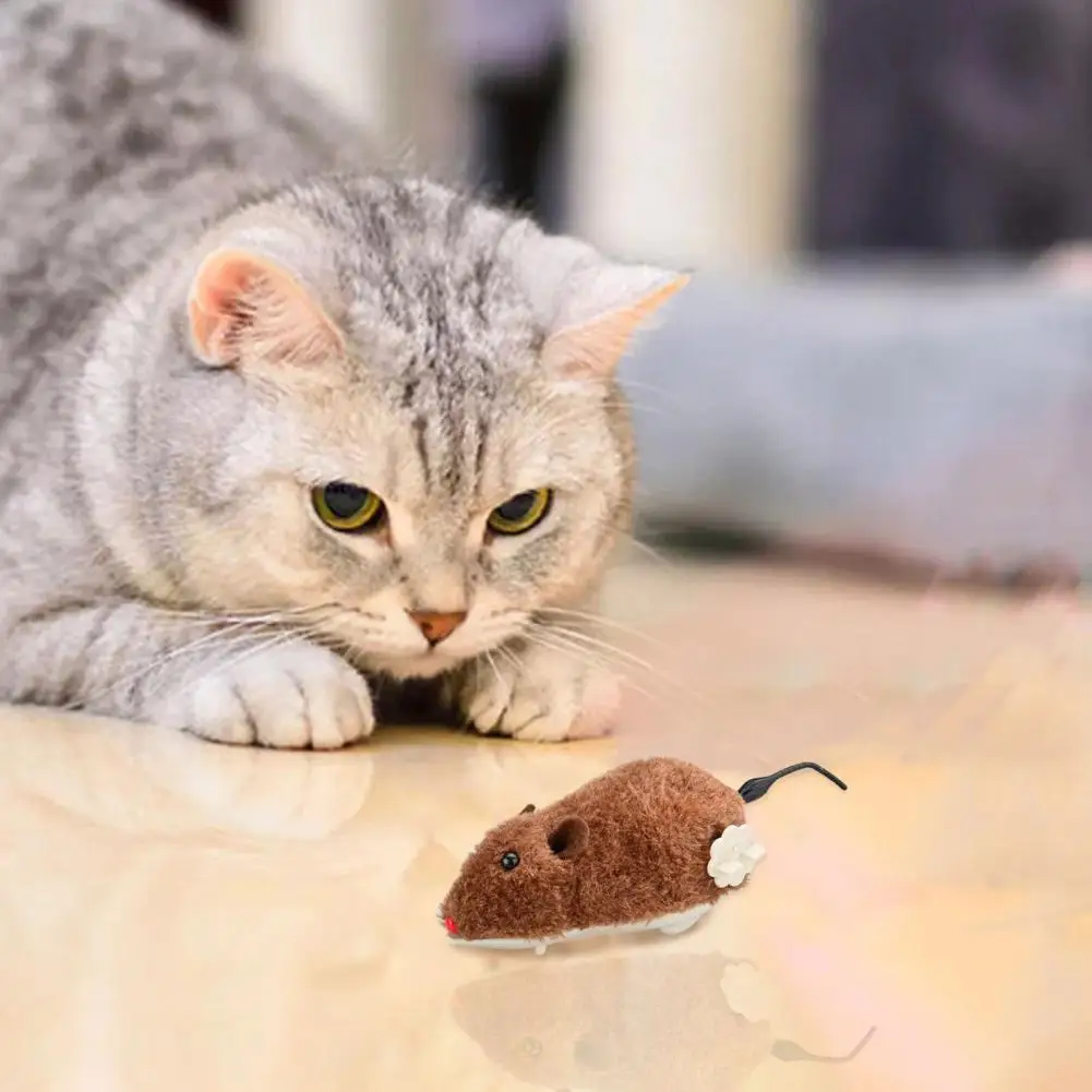 Cat Toy Mouse Shape Clockwork Spring Power Plush Mouse Toy Entertaining Toy Interactive Clockwork Cat Toy Pet Supplies