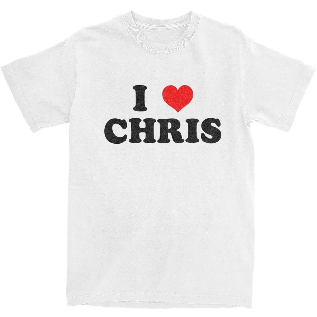 Camiseta I Love Chris Brown para hombre, camisetas de algodón Vintage con corazón, camiseta de ocio con cuello redondo, camisetas informales de gran tamaño