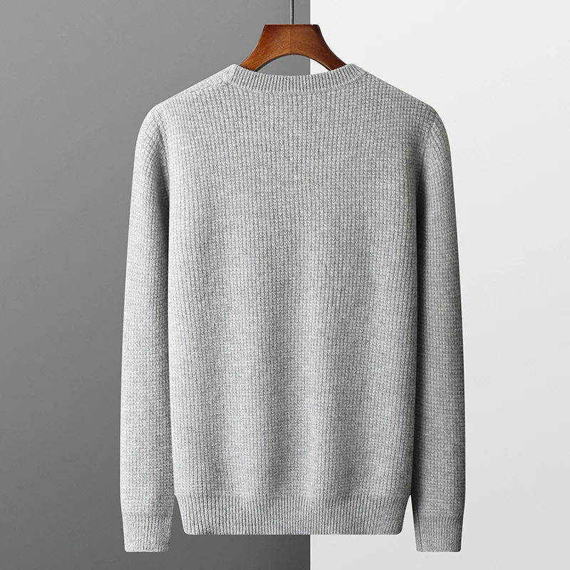 Autumn and winter new 100% pure wool men's pullover padded plus size sweater warm casual knitted sweater loose bottoming shirt