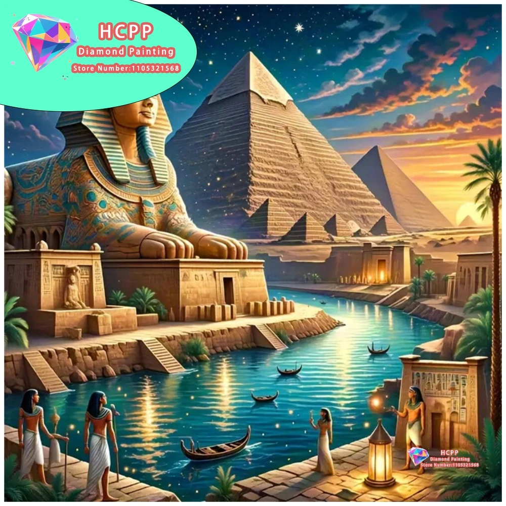 Pyramiden-Landschaft Diamant-Malerei-Set Quadratische Runde Diamanten 5D DIY Mosaik Handgemachte Kunst Einzigartiges Exquisites Geschenk Handwerk Heimdekoration