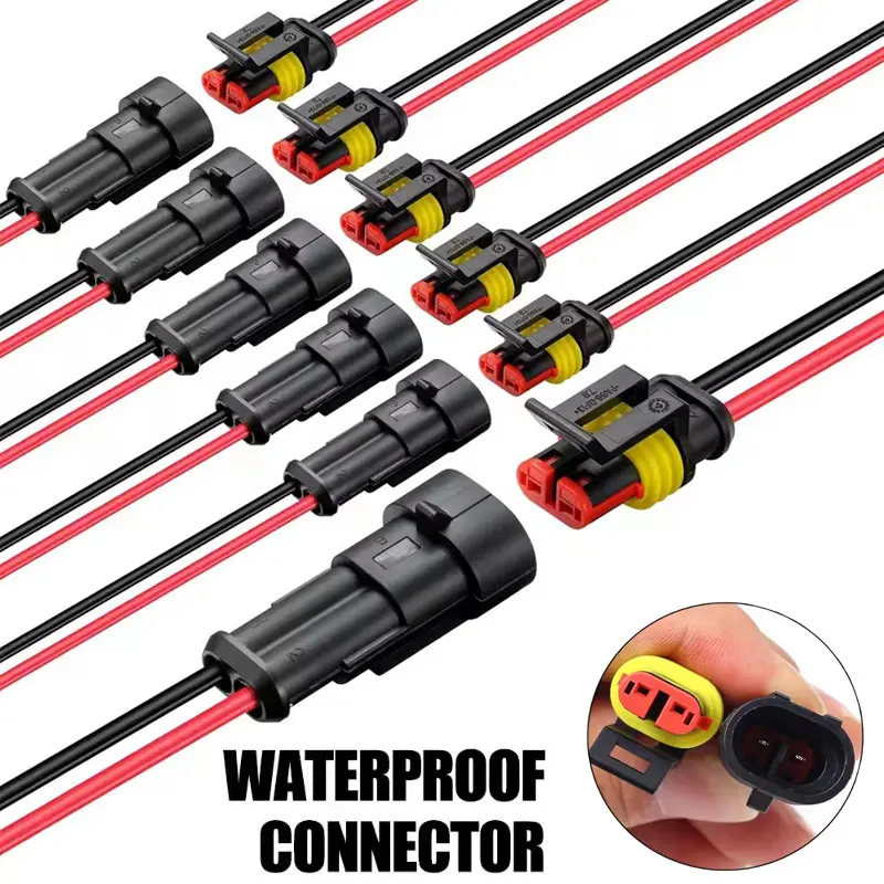 3/5/10PCS 2-Pin Waterproof Connector for Xenon Headlight Harness; Male/Female Cables Suitable for Cars and Trucks