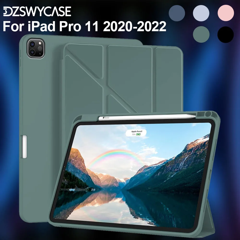 

Y-Trifold Case for iPad Pro 11 Inch (2022/2021/2020, 4th/3rd/2nd Generation), with Pencil Holder, Auto Sleep/Wak Cover