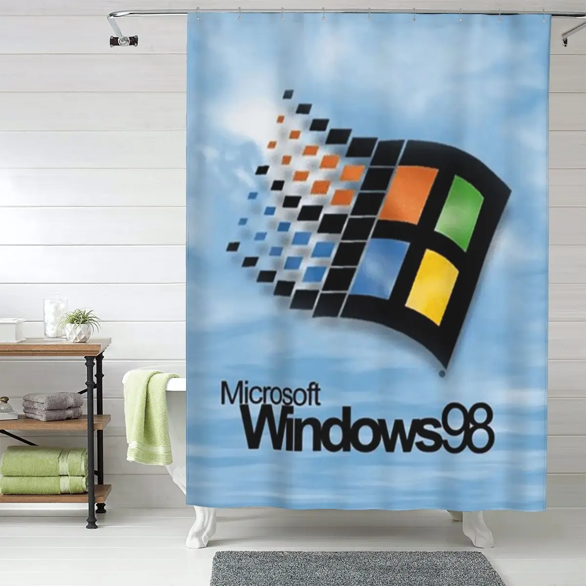 

Занавеска для душа с изображением экрана загрузки Windows 98, полиэстеровая, водонепроницаемая, для ванной комнаты, с крючками