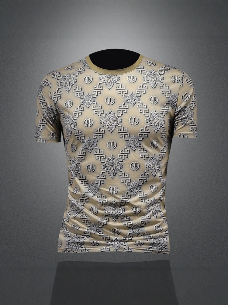 

Мужская дышащая футболка с коротким рукавом, круглым вырезом, принтом, удобная, универсальная, летняя, новинка, приталенный крой, современный стиль, хлопок.