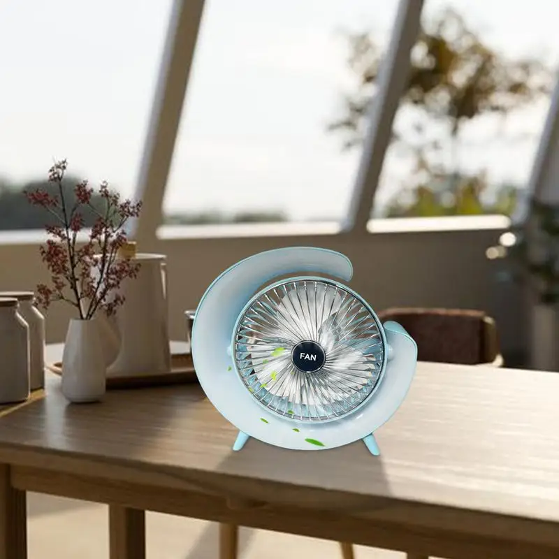 Table Fans For Bedroom 1800mAh Silent Desktop Fan For Table Air Circulator Fan Rechargeable Personal Cooling Fan With RGB Lights