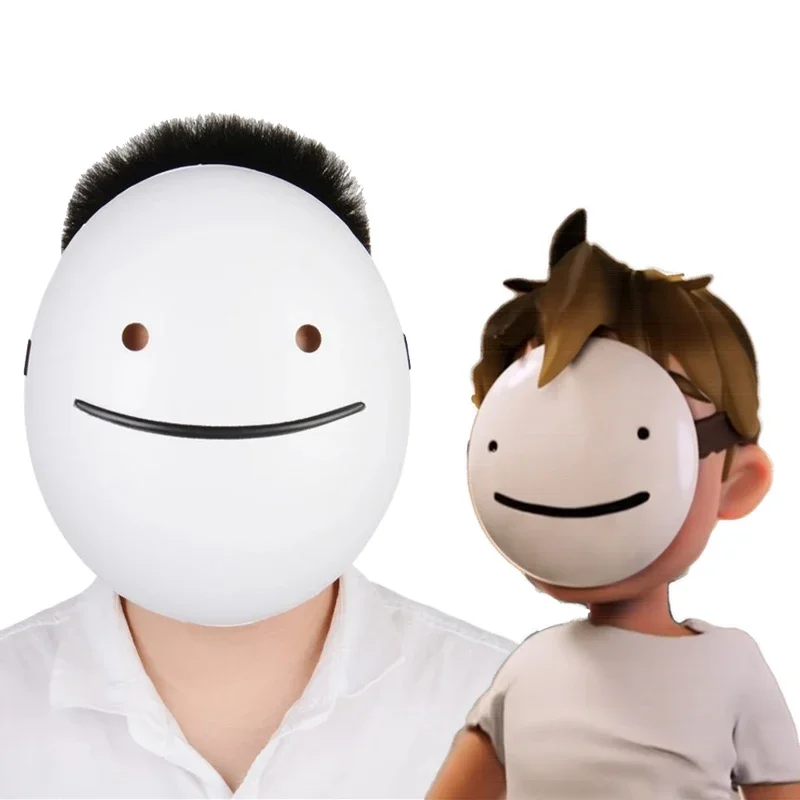 Halloween White Smile Dream Cosplay Mask Cartoon Anime Full Face Dream Cosplay White Smile Mask Costume Prop for Adult and Kids