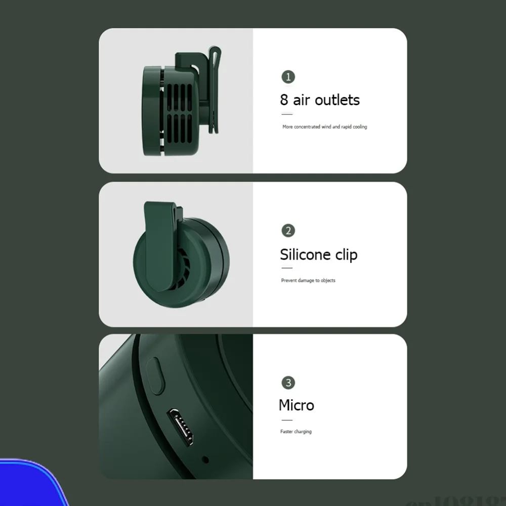 Hanging Neck Waist Fan 3 Speeds Electric Air Cooling Fan USB Charging Bladeless Hanging Fan 900mAh for Outdoor Home Working